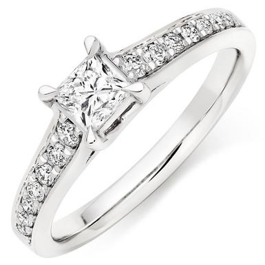 Platinum Diamond Princess Cut Ring
