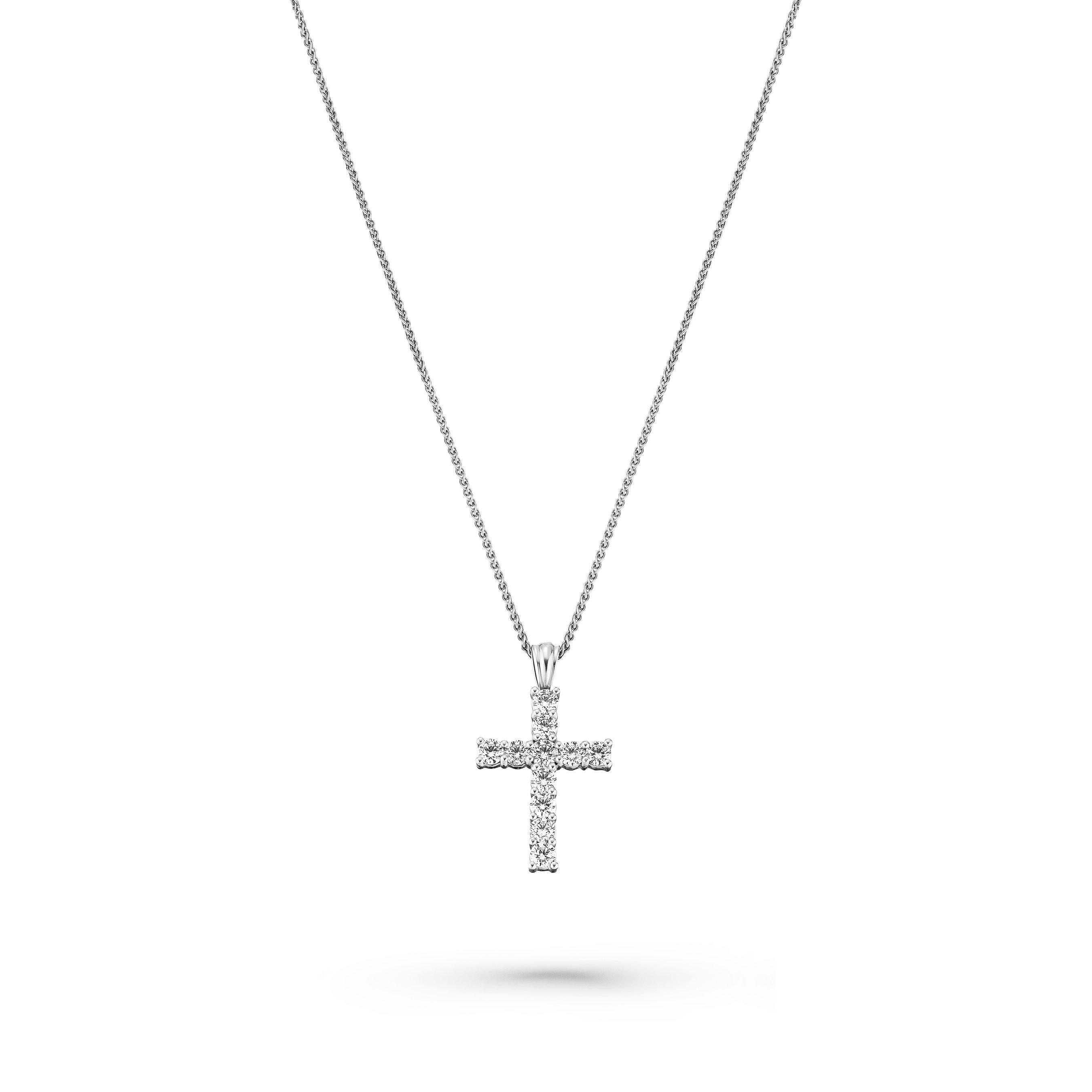 Beaverbrooks 18ct White Gold Diamond Cross Pendant 0040634