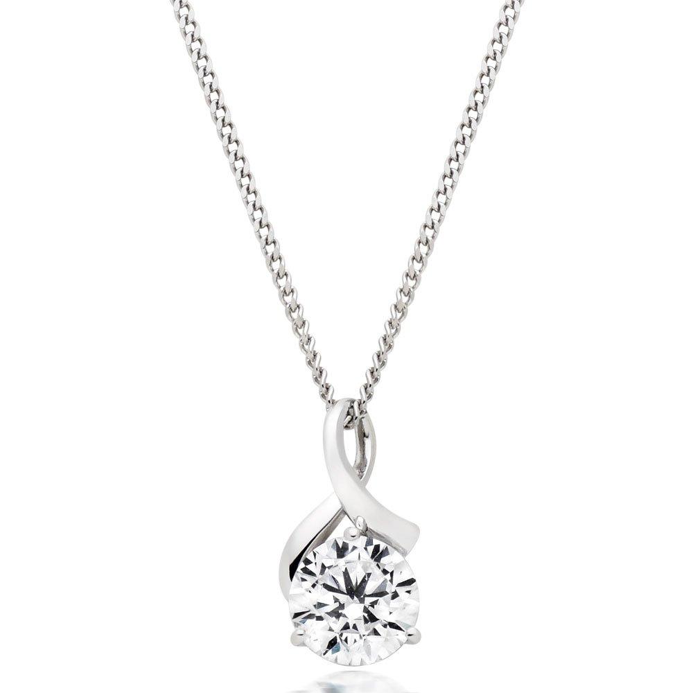 White gold store cubic zirconia necklace