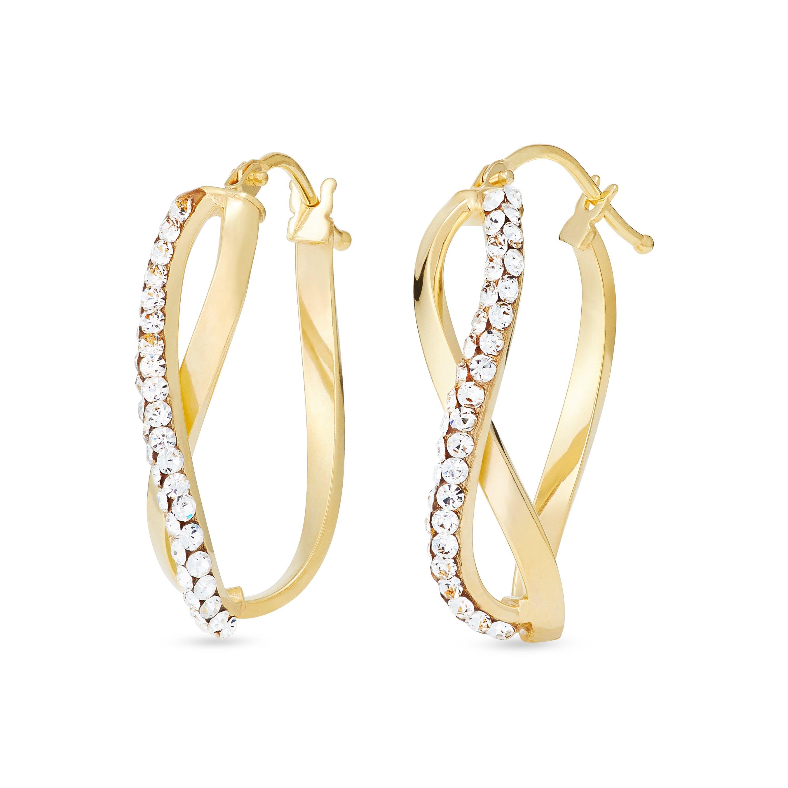 9ct Yellow Gold Crystal Twist Earrings