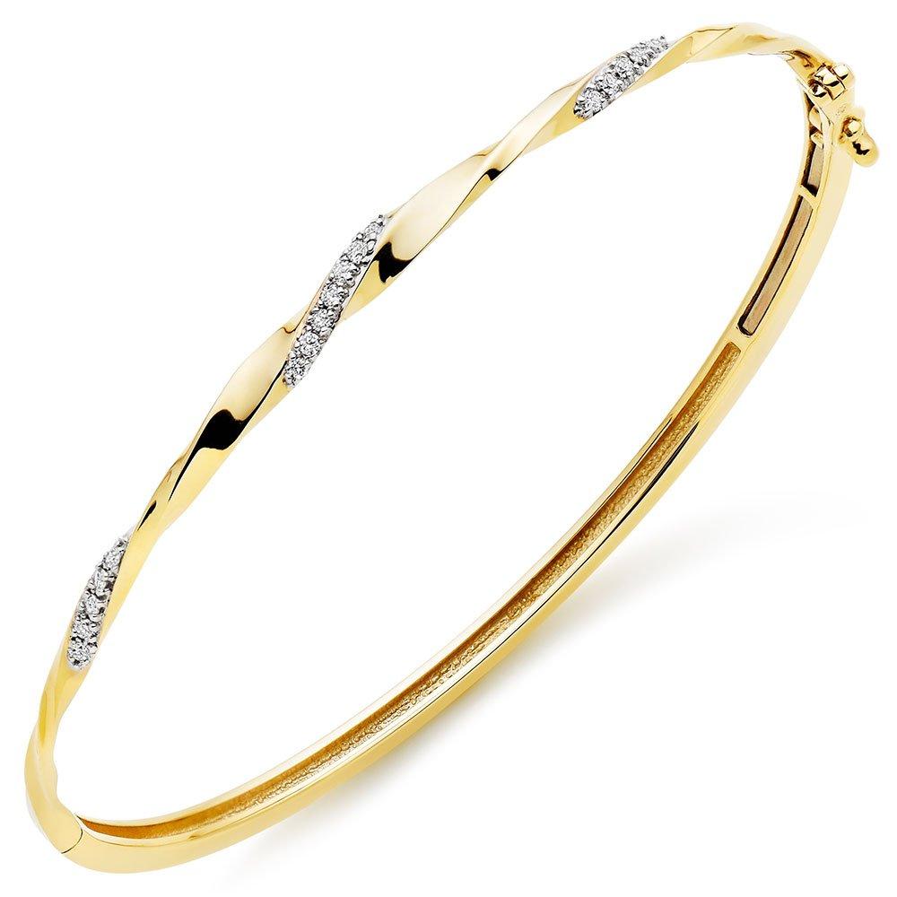 9ct Yellow Gold Diamond Bangle