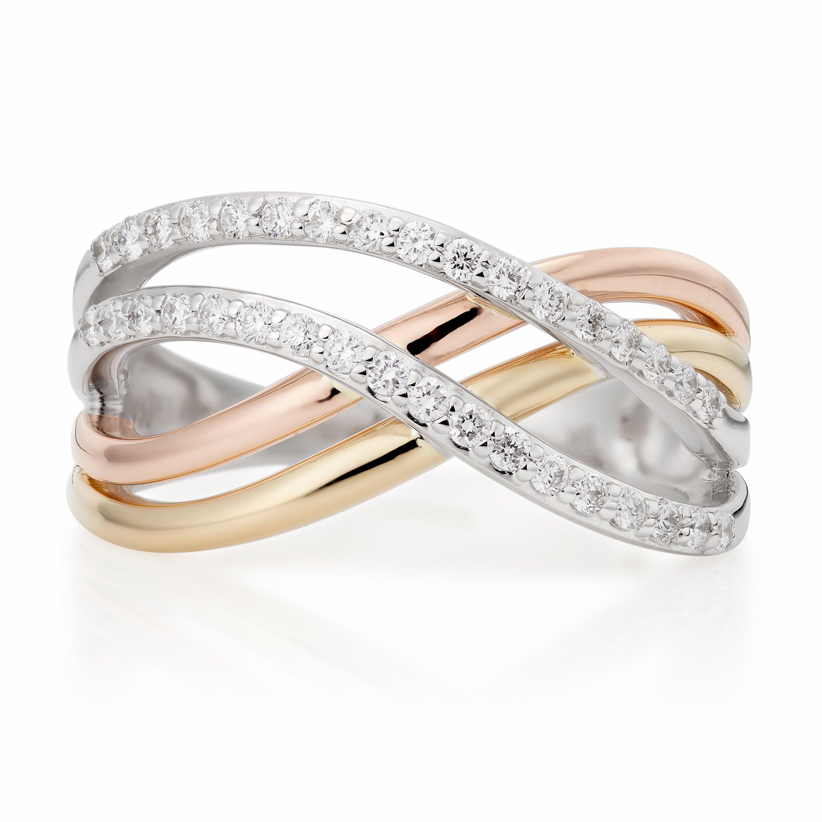 9ct Yellow Gold, White Gold and Rose Gold Diamond Ring | 0102238 ...