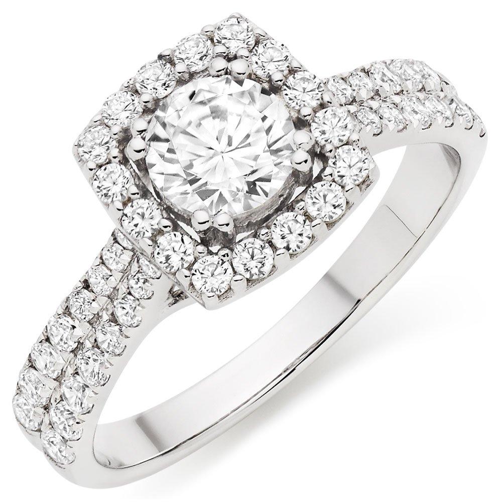 Cubic zirconia halo engagement deals rings white gold