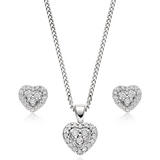 9ct White Gold Diamond Heart Pendant and Earrings Set