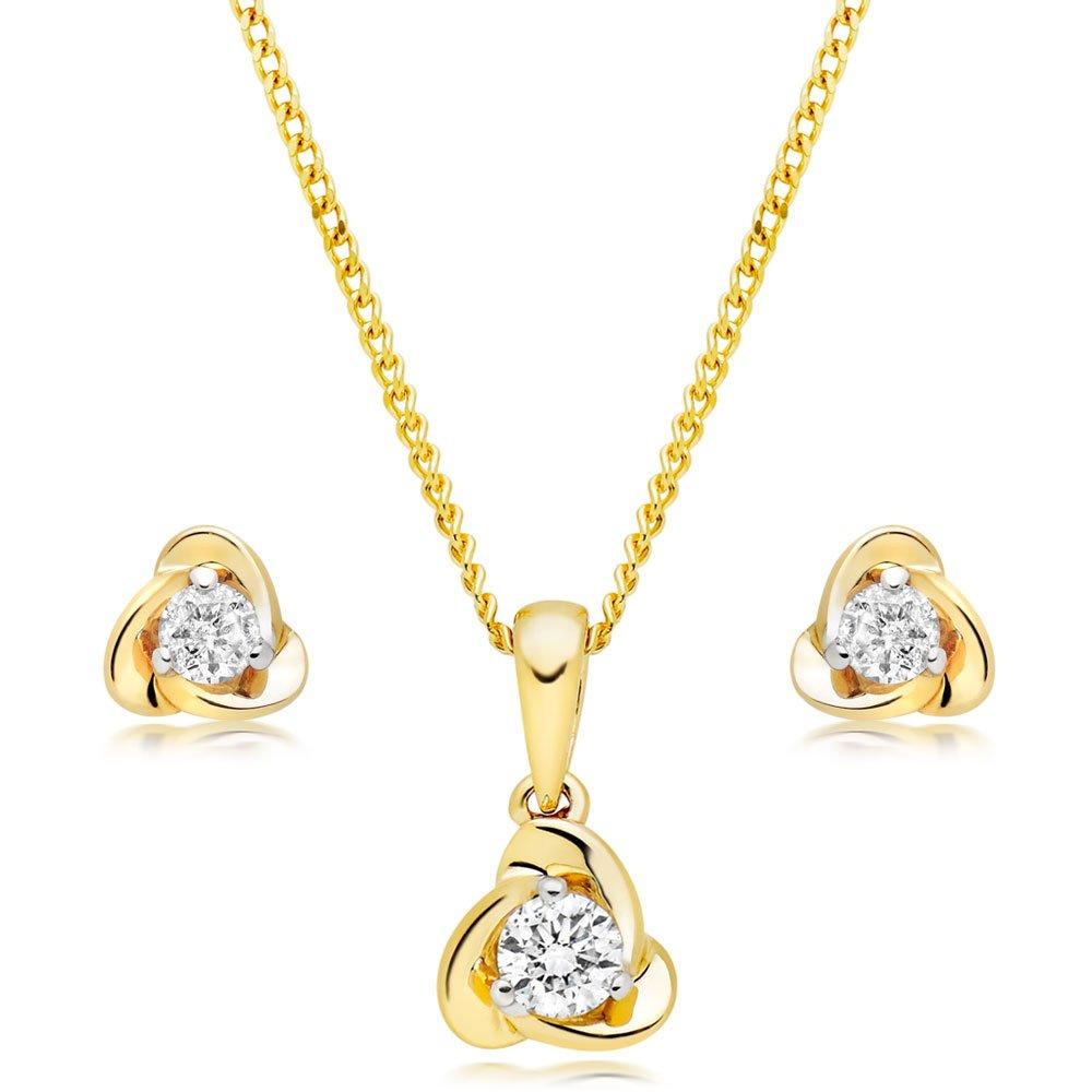 9ct Gold Diamond Pendant and Earrings Set | 0102756 | Beaverbrooks the ...