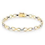 9ct Yellow Gold and White Gold Diamond Infinity Bracelet