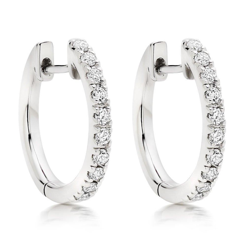 9ct White Gold Diamond Hoop Earrings | 0103790 | Beaverbrooks the Jewellers
