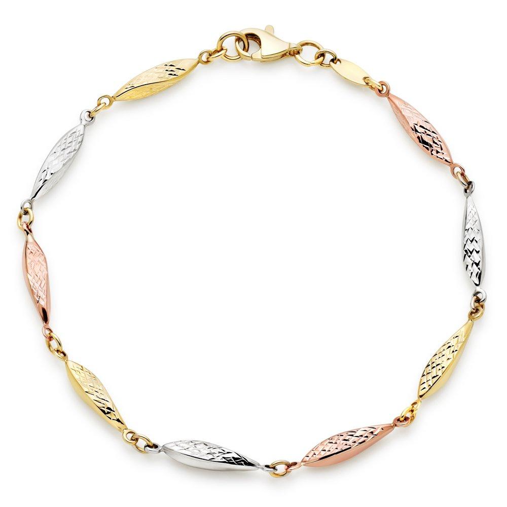 9ct Three Colour Gold Sparkle Cut Bracelet 0103895 Beaverbrooks the