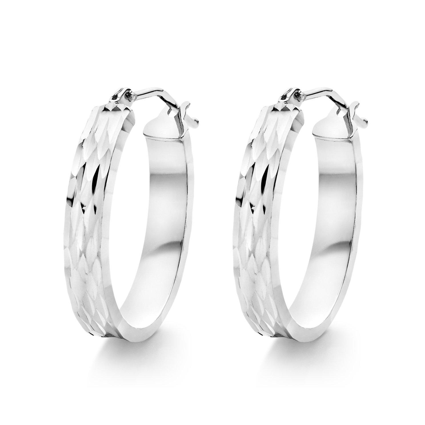 9ct White Gold Hoop Earrings