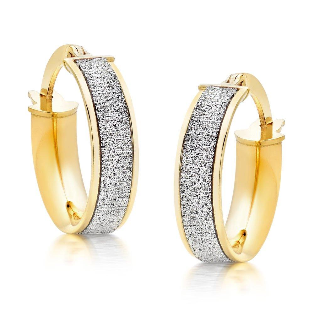 Glitter and Sparkle 9ct Gold Hoop Earrings 0104110 Beaverbrooks the