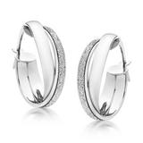 Glitter and Sparkle 9ct White Gold Hoop Earrings