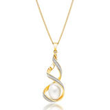 Glitter and Sparkle 9ct Gold Freshwater Cultured Pearl Twist Pendant