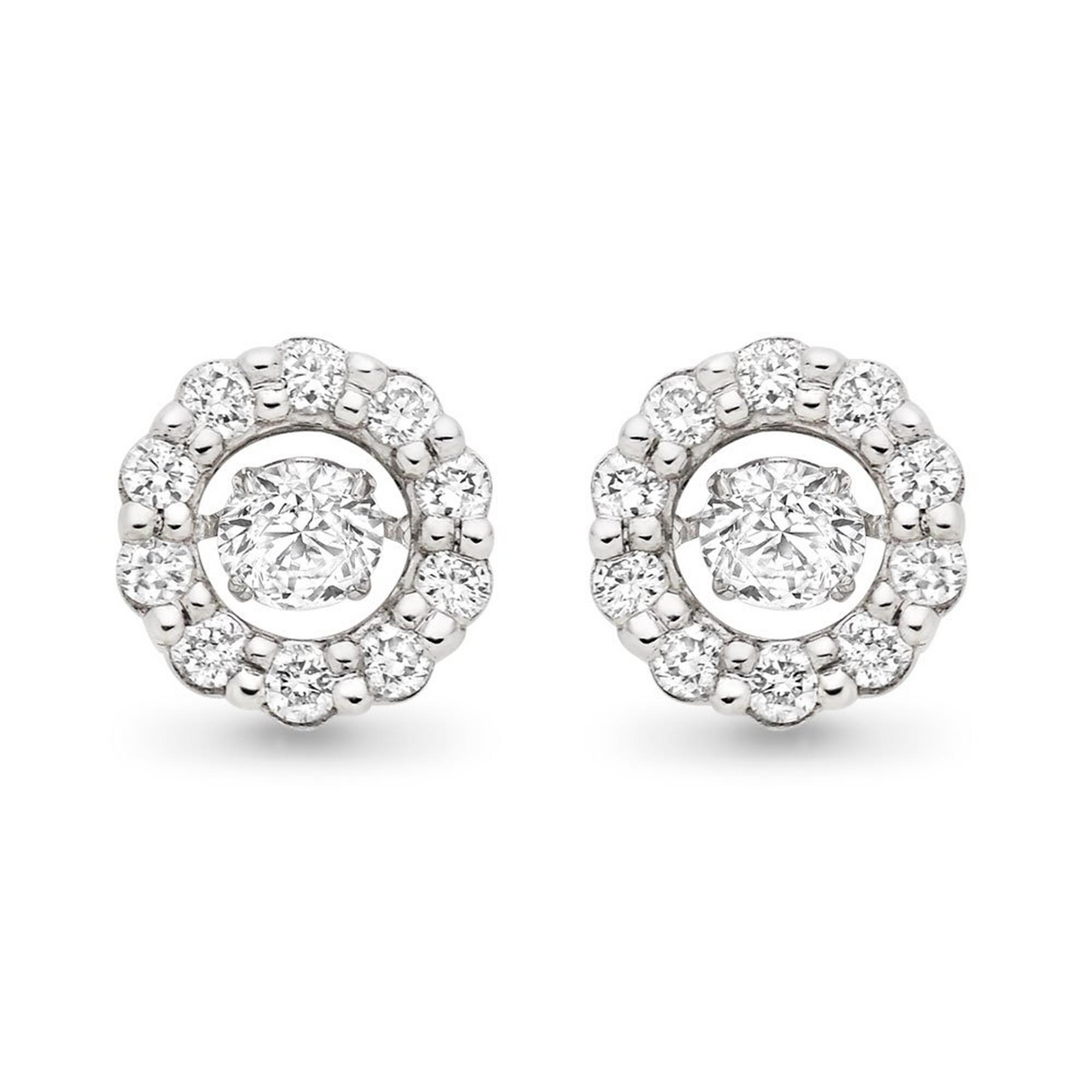 Dance 9ct White Gold Diamond Halo Earrings