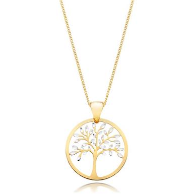 9ct Gold and White Gold Tree Pendant