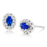 18ct White Gold Diamond Sapphire Halo Earrings