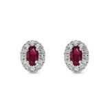 18ct White Gold Diamond Ruby Halo Earrings