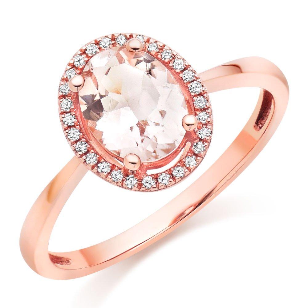 9ct Rose Gold Diamond and Morganite Halo Ring | 0106168 | Beaverbrooks ...