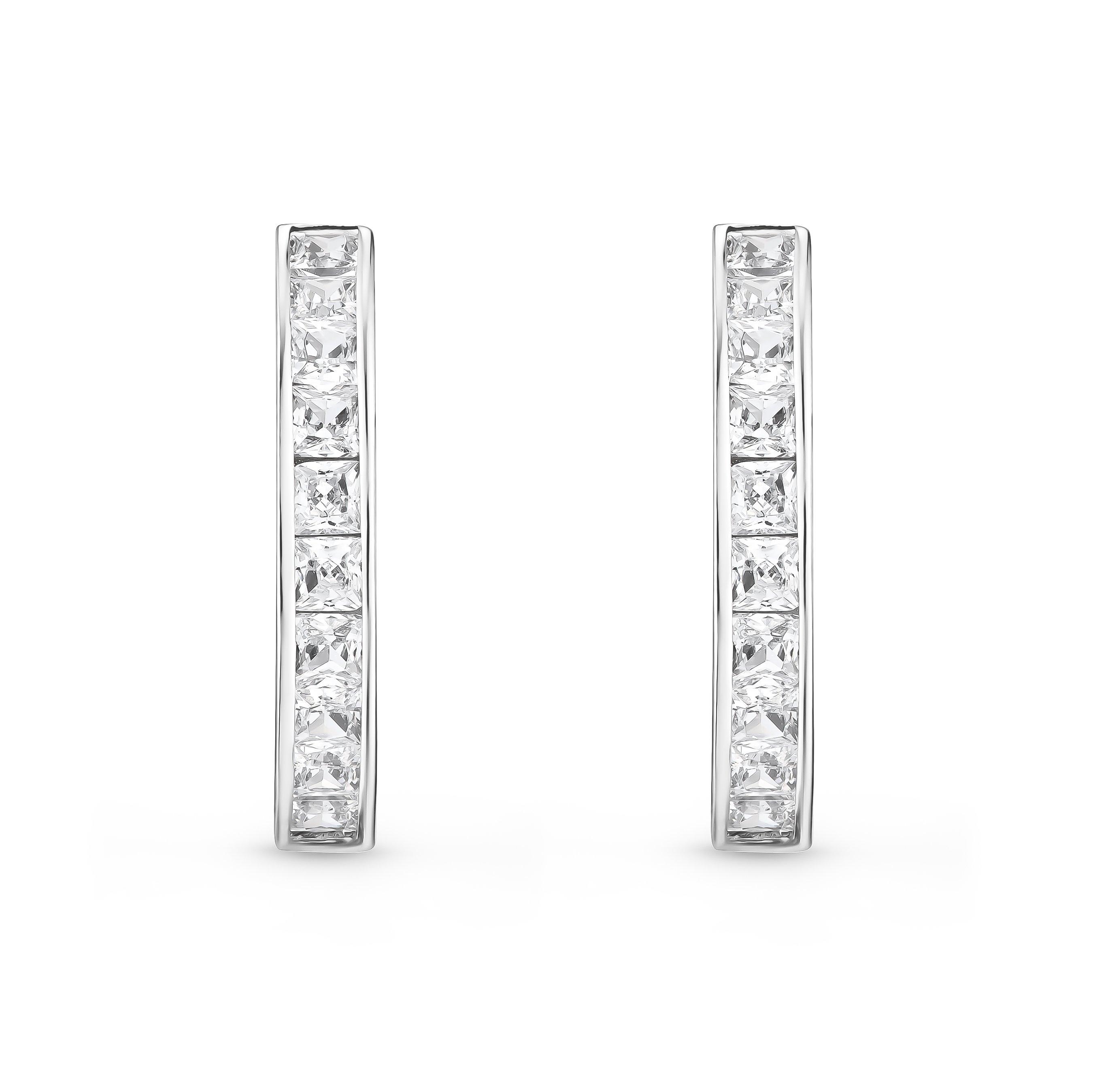 9ct White Gold Cubic Zirconia Hoop Earrings