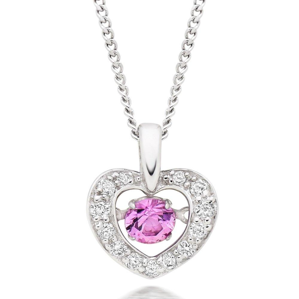 Dance 9ct White Gold Pink Sapphire and Diamond Pendant | 0106582 ...