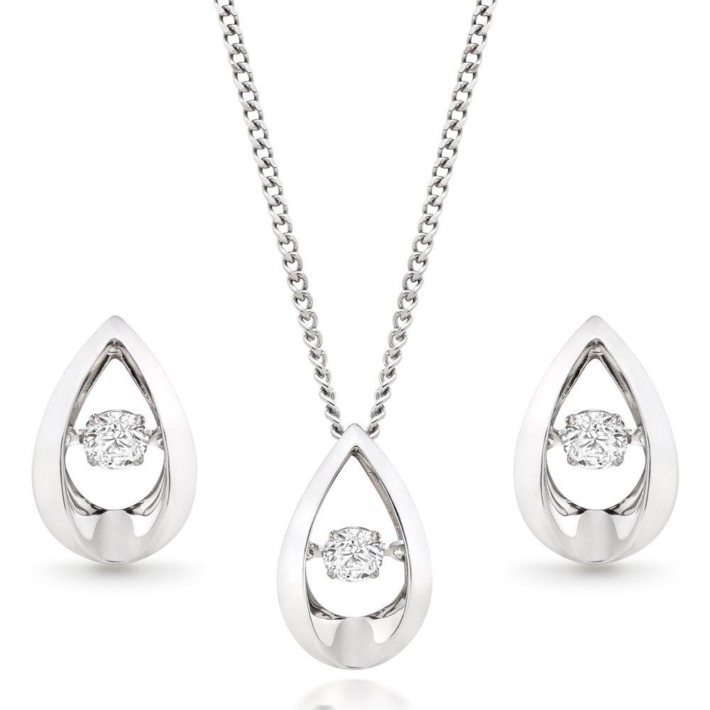 Dance 9ct White Gold Diamond Pendant and Earrings Set | 0107271 ...