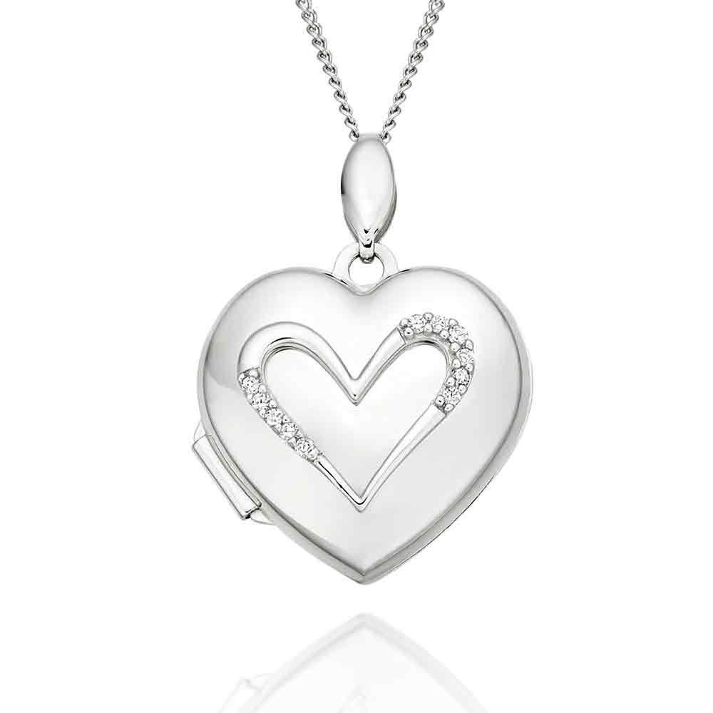 Silver Heart Locket Pendant | 0007787 | Beaverbrooks the Jewellers