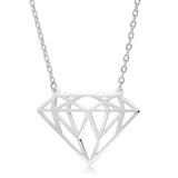 9ct White Gold Diamond-Shaped Necklace