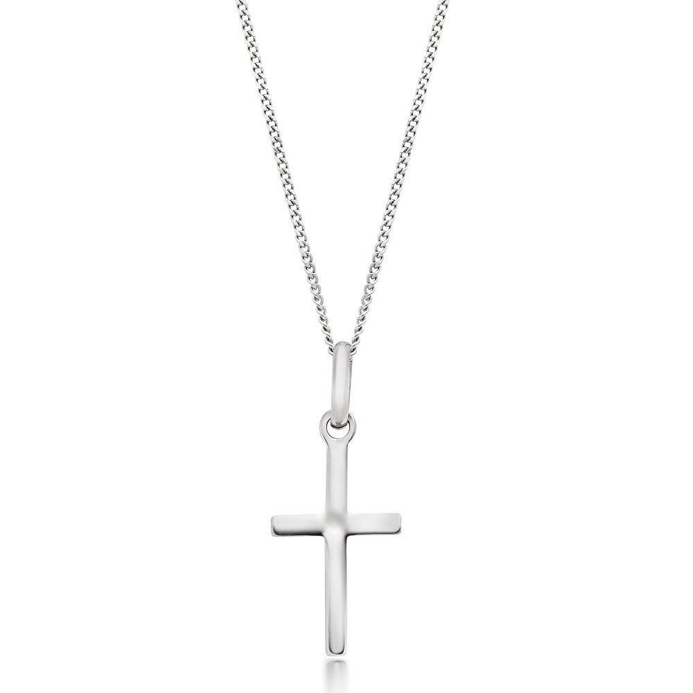 beaverbrooks women's 9ct white gold cross pendant, size 45cm