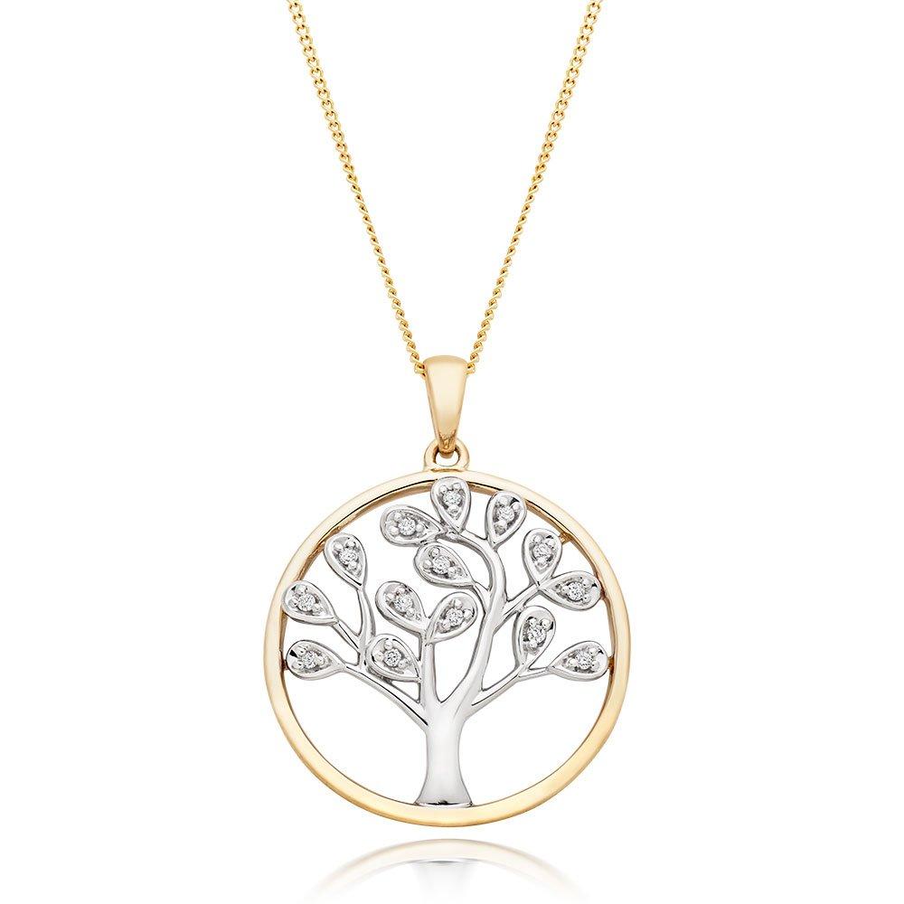 9ct Yellow Gold and White Gold Diamond Tree Pendant | 0109089 ...