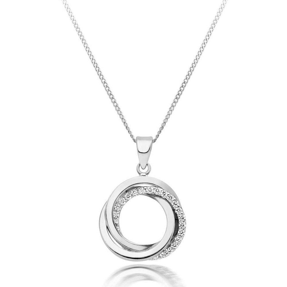 9ct White Gold Cubic Zirconia Circle Pendant