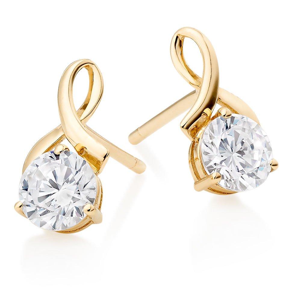 9ct Yellow Gold Cubic Zirconia Stud Earrings