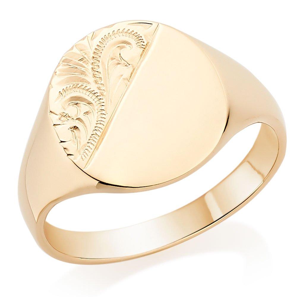 9ct Yellow Gold Oval Pattern Signet Ring