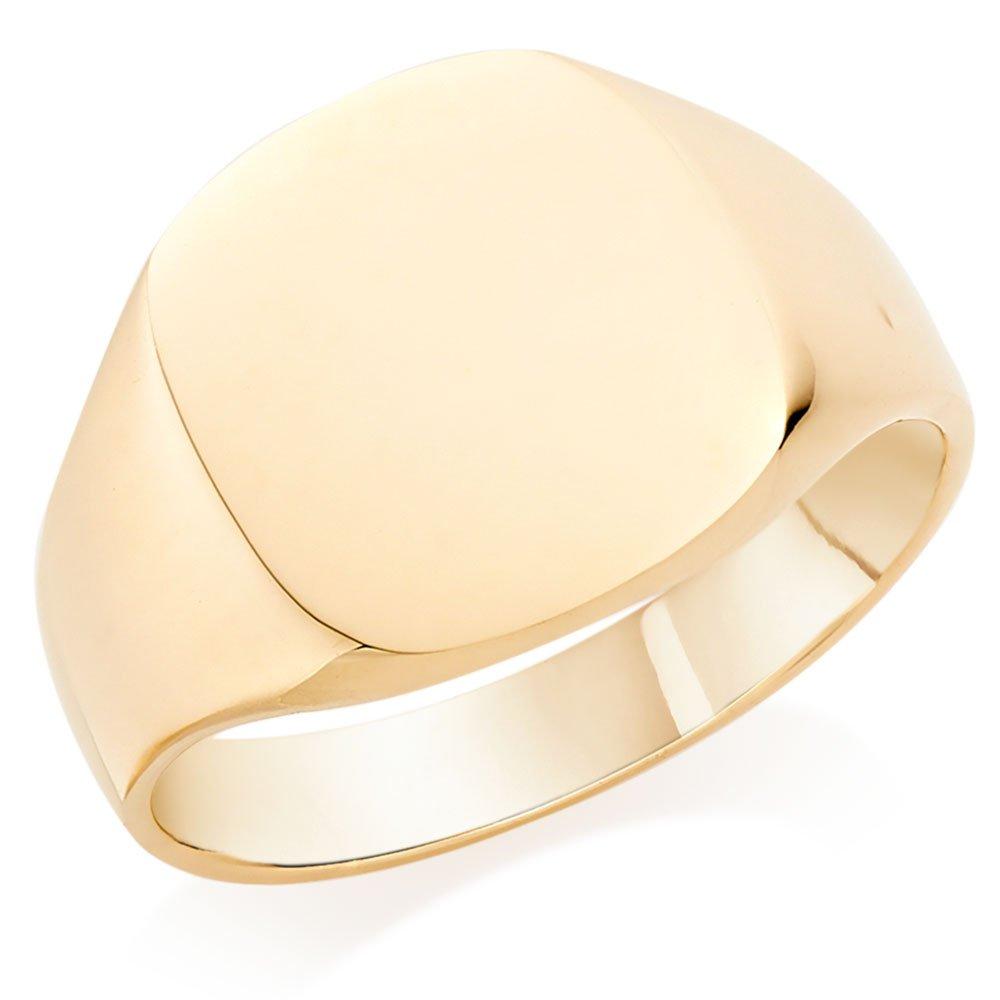 Mens gold sale cushion signet ring