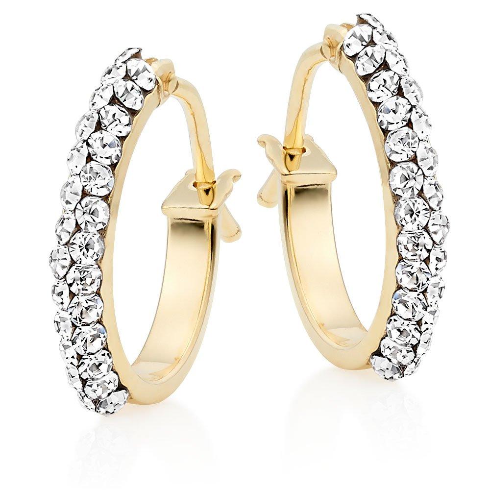 Gold hoop earrings deals with crystals