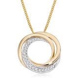 9ct Gold Diamond Swirl Pendant