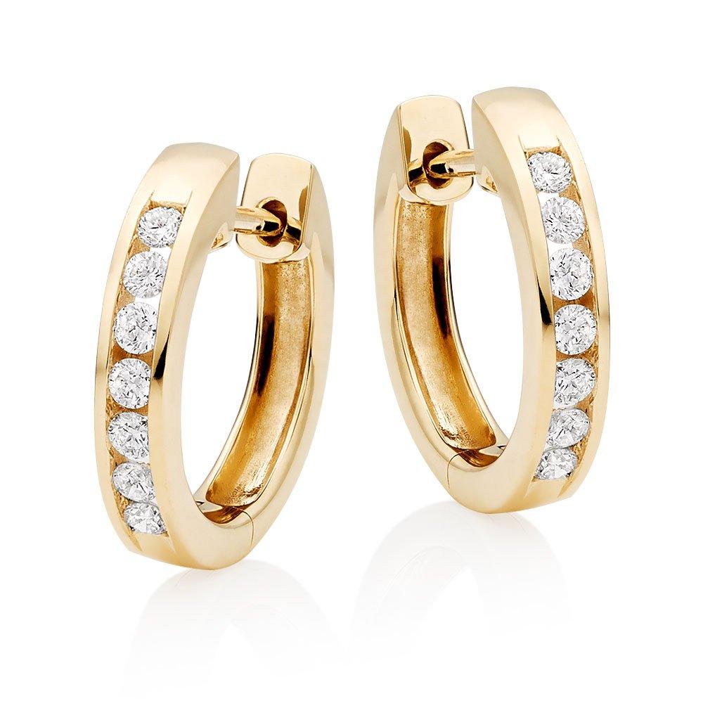 9ct Yellow Gold Diamond Hoop Earrings | 0113134 | Beaverbrooks the ...