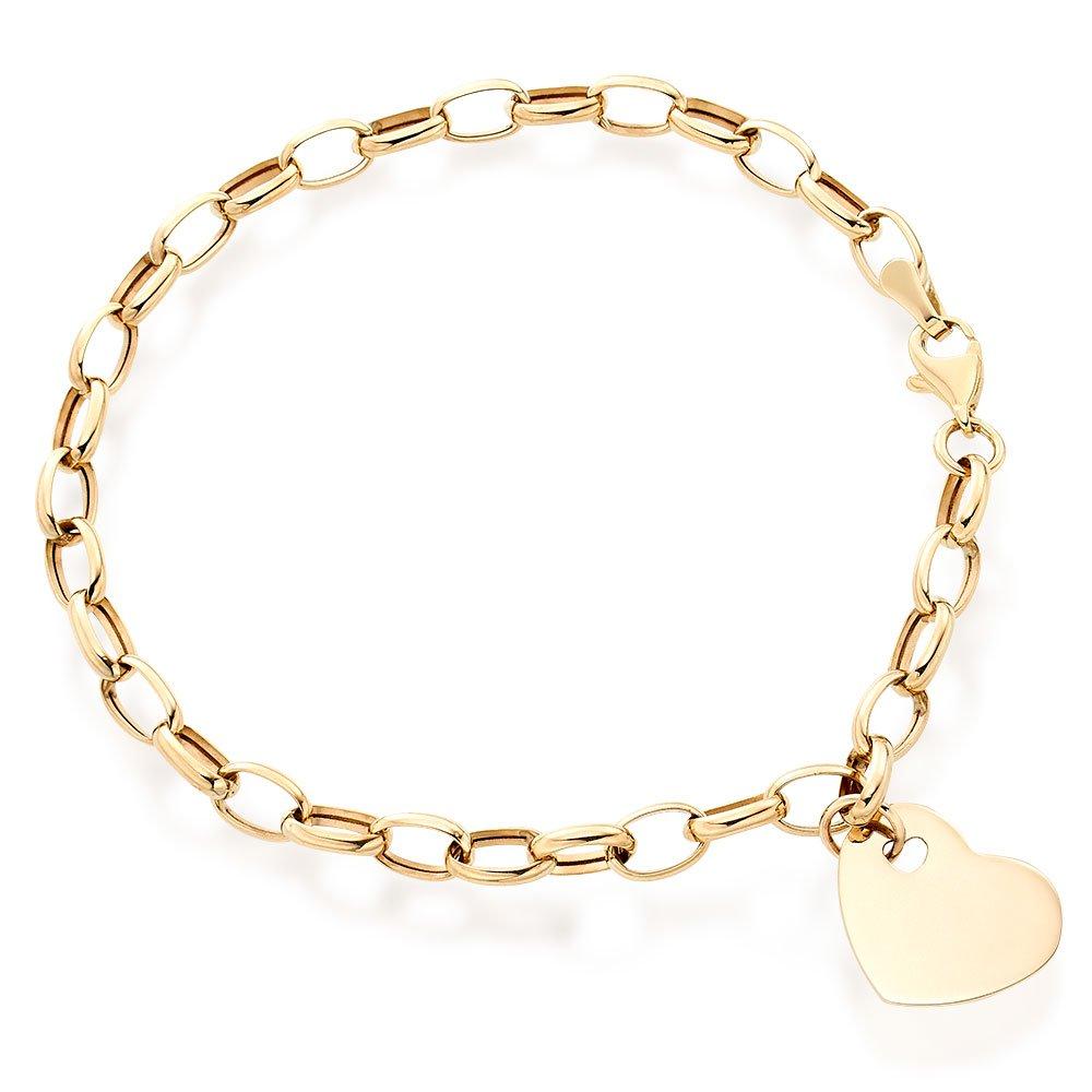 9ct Gold Double Heart Charm Bracelet