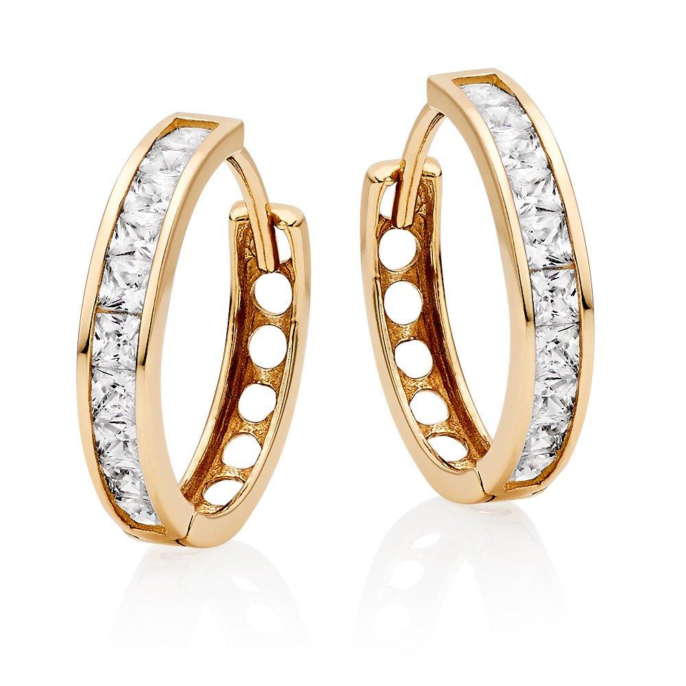 9ct Yellow Gold Cubic Zirconia Hoop Earrings