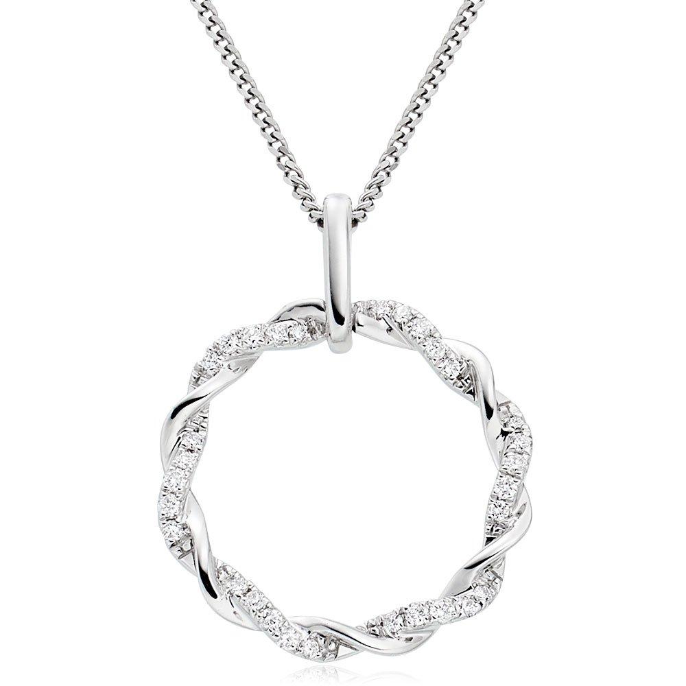 Entwine 9ct White Gold Diamond Circle Pendant