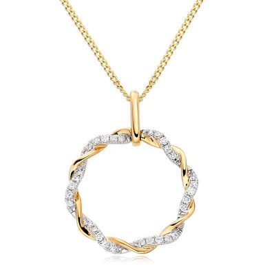 Entwine 9ct Gold Diamond Circle Pendant