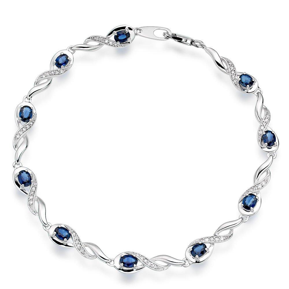 9ct White Gold Diamond Sapphire Bracelet