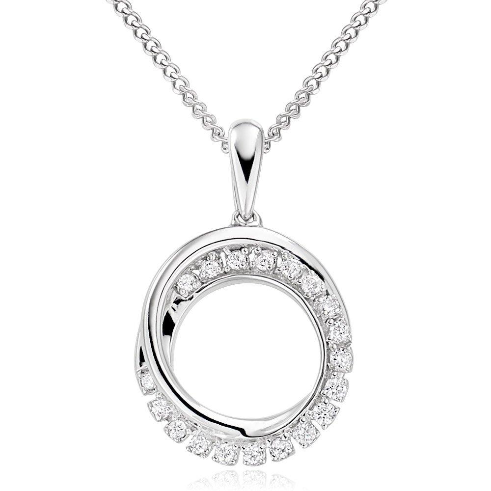 Sterling Silver Diamante Circle Pendant Necklace - Lovisa