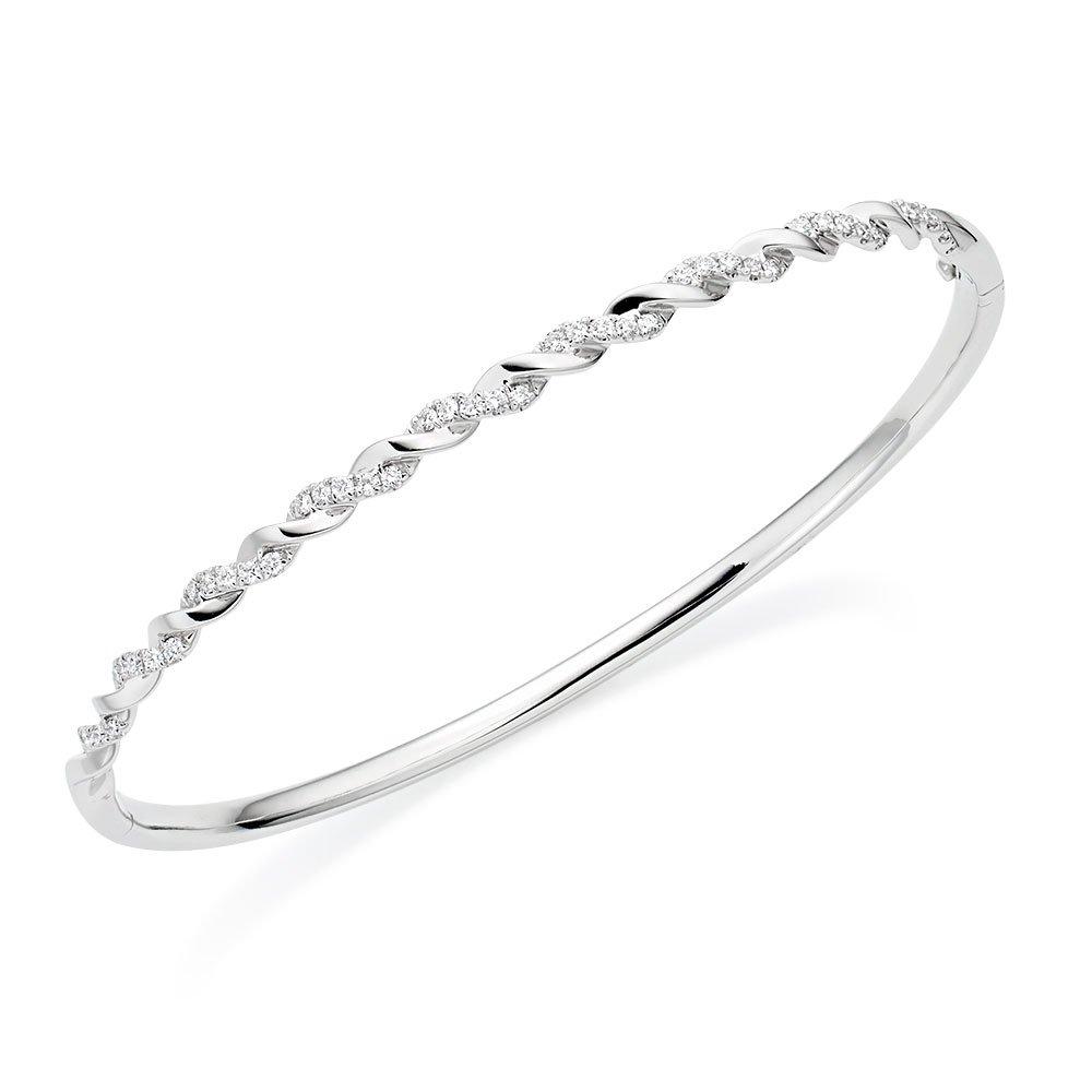 9ct White Gold Diamond Set Bangle | 0000363 | Beaverbrooks the Jewellers