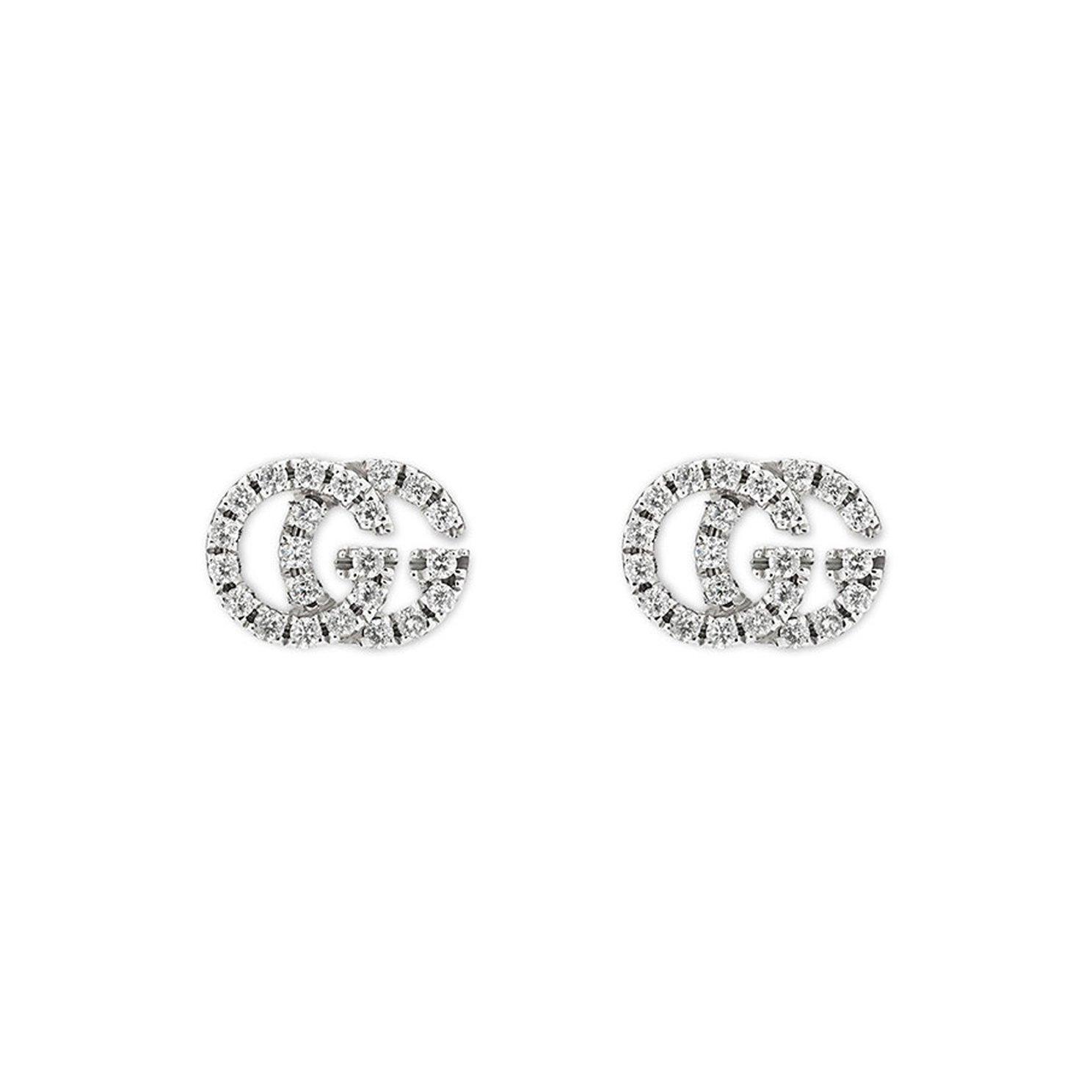 Gucci Running G 18ct White Gold Diamond Earrings | 0115469 | Beaverbrooks  the Jewellers
