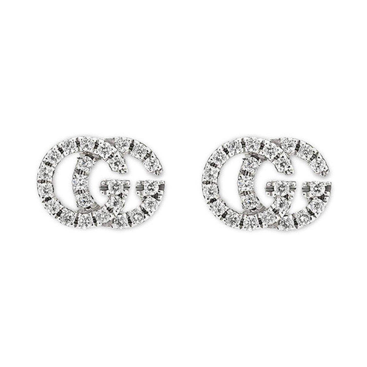 Gucci Running G 18ct White Gold Diamond Earrings | 0115469 | Beaverbrooks  the Jewellers