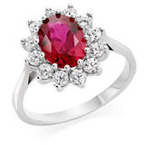 9ct White Gold Red Cubic Zirconia Halo Ring