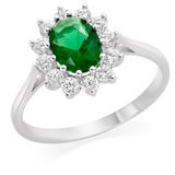 9ct White Gold Green Cubic Zirconia Halo Ring