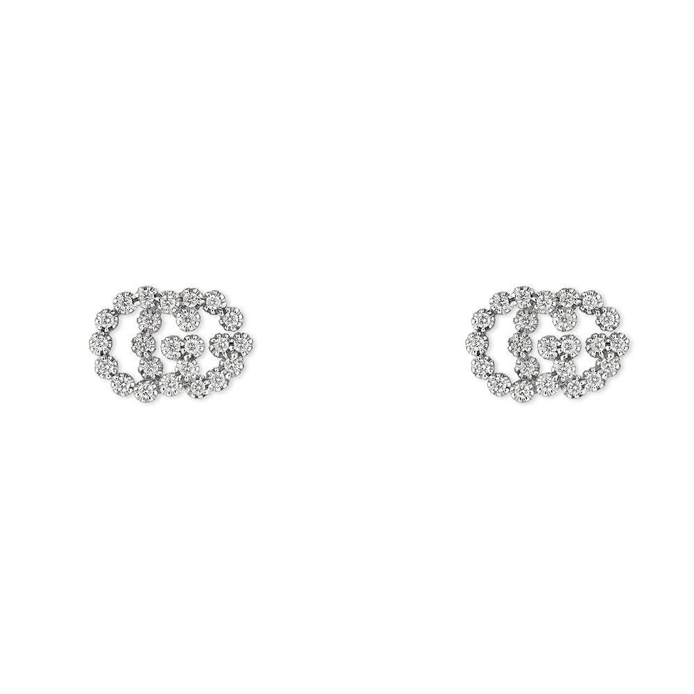 Gucci GG 18ct White Gold Diamond Earrings | 0116290 | Beaverbrooks the  Jewellers