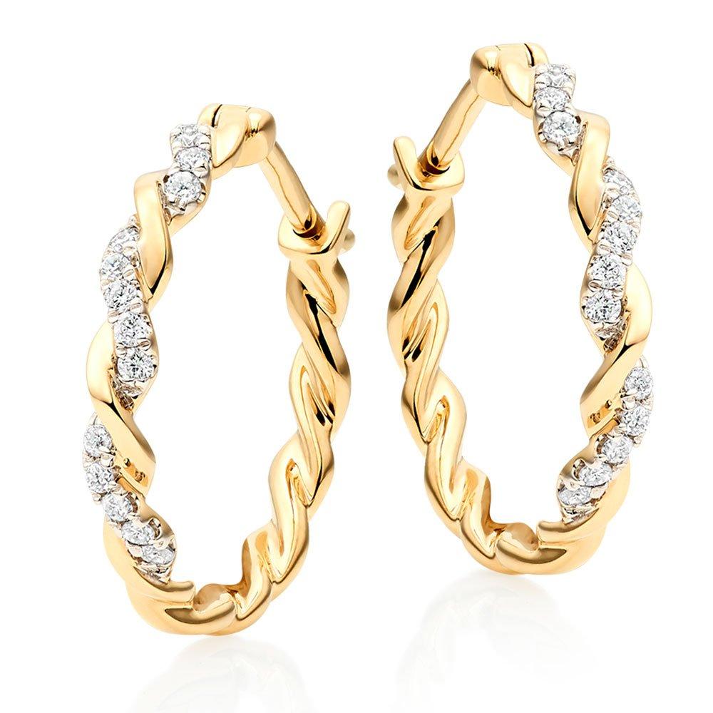 Entwine 9ct Yellow Gold Diamond Hoop Earrings | 0117421 | Beaverbrooks ...