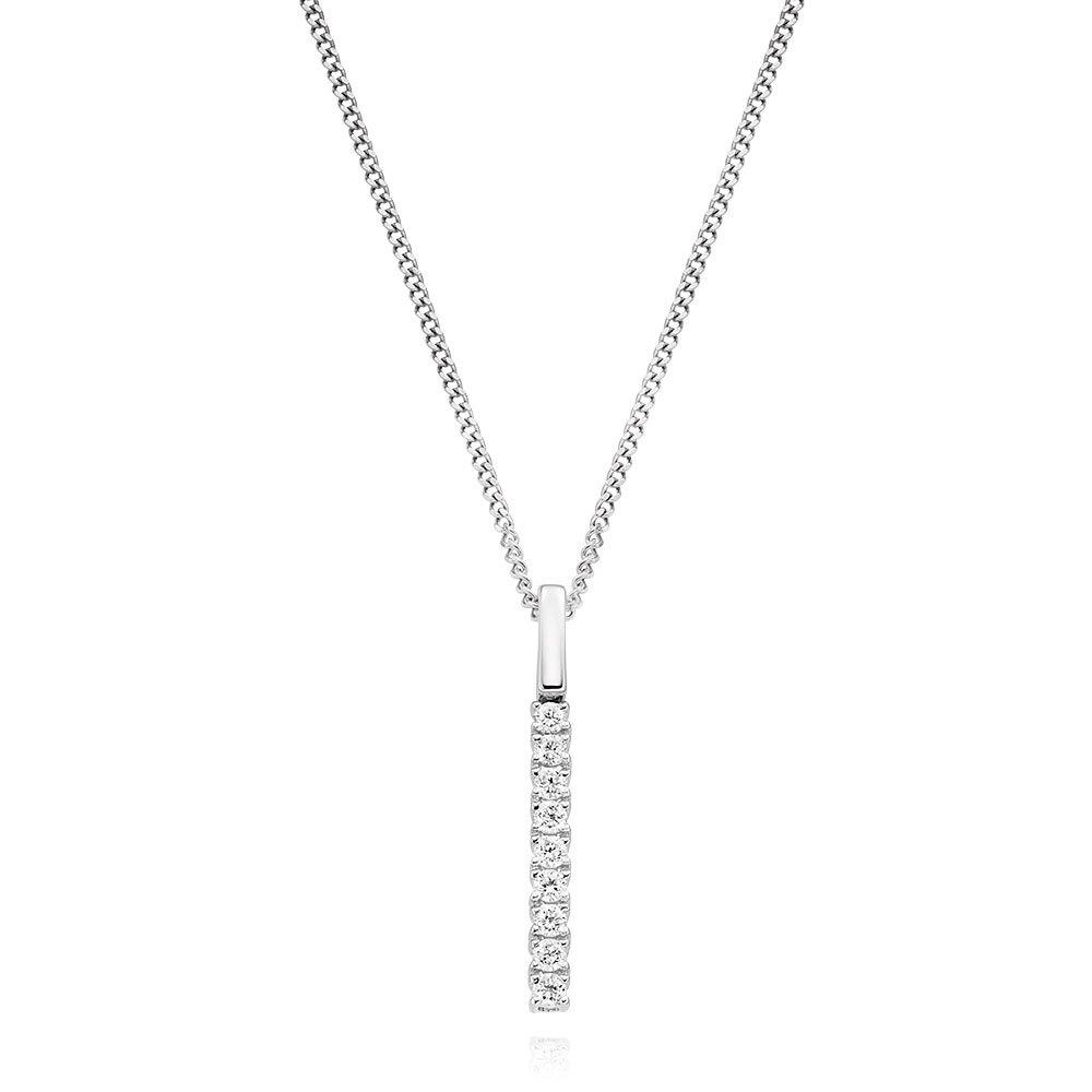 Beaverbrooks 9ct White Gold Diamond Bar Pendant