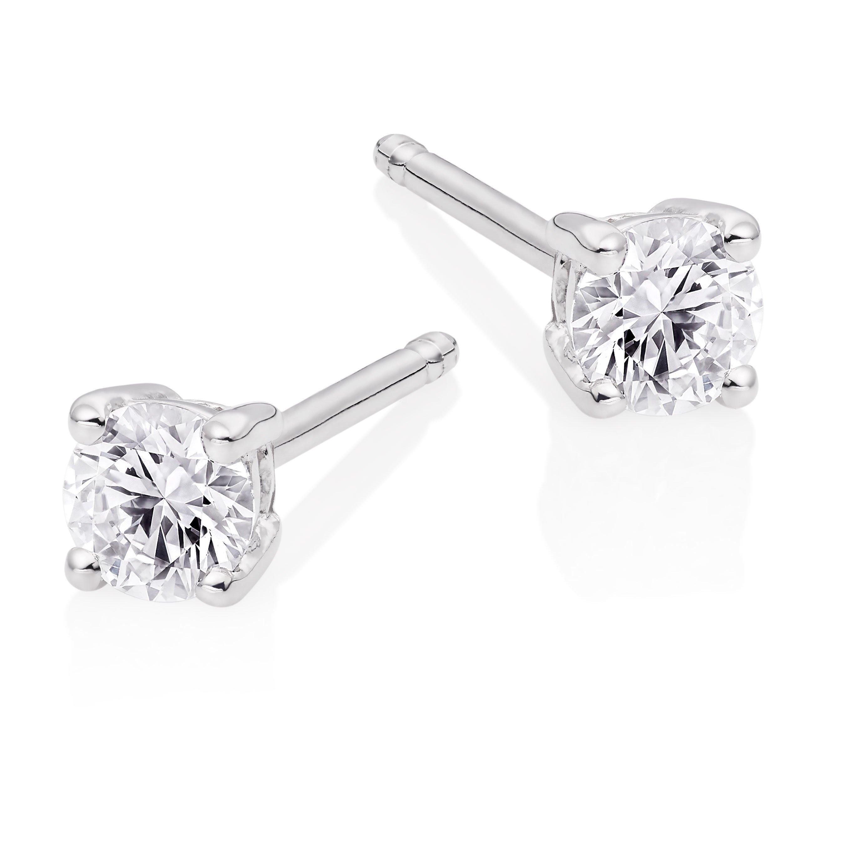 18ct White Gold Diamond Stud Earrings | 0119018 | Beaverbrooks the ...
